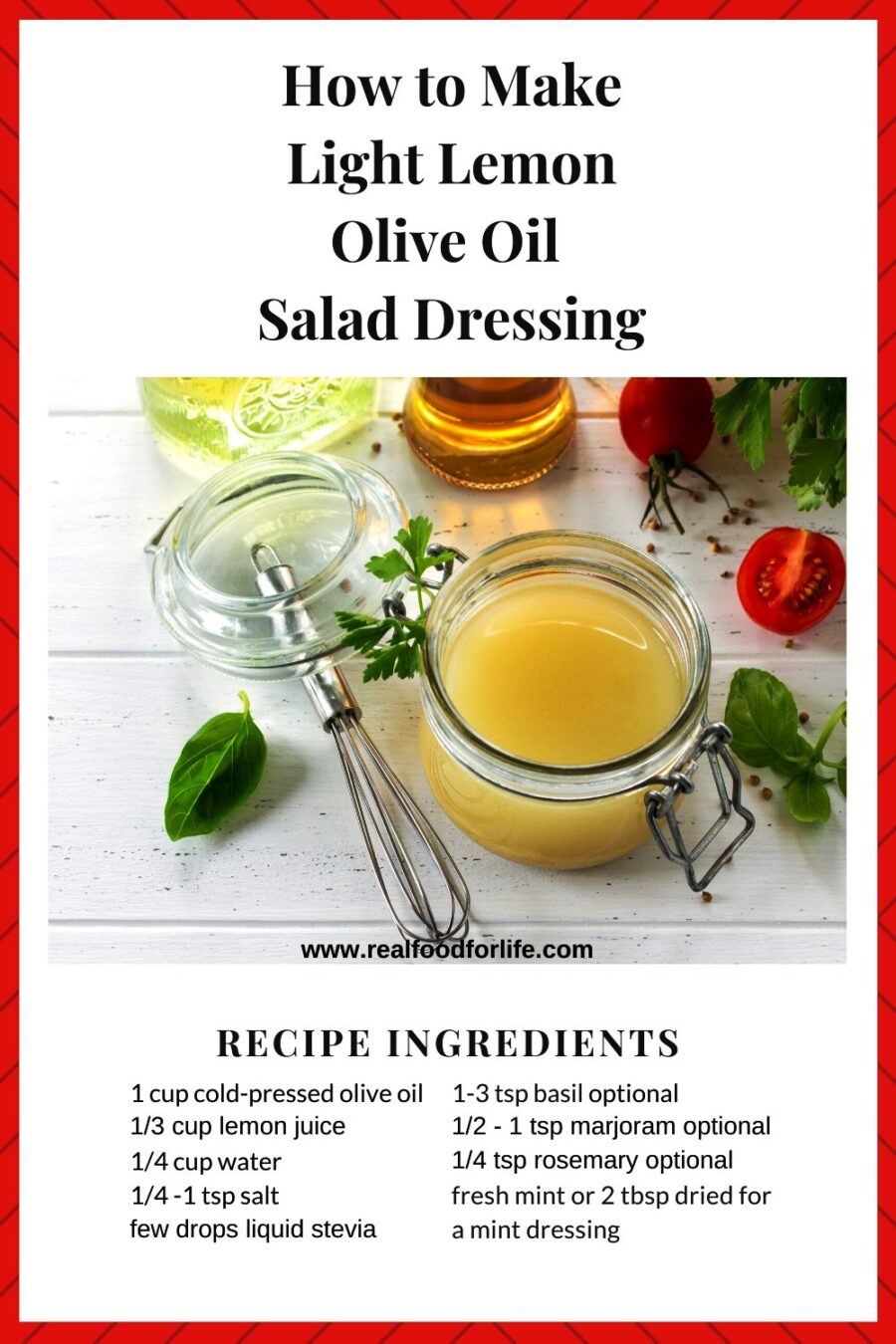 Light Lemon Olive Oil Salad Dressing Vegan Recipe