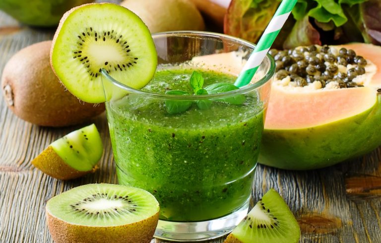 Green Smoothie with Peanut Butter and Banana Is Delicious for Breakfast